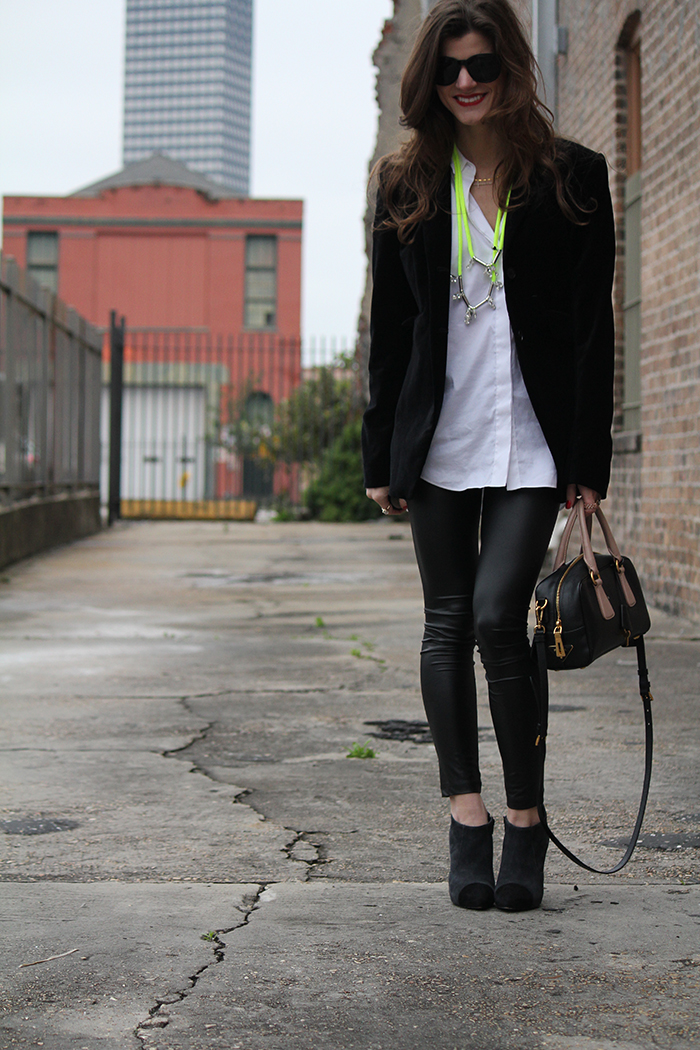 Dressing up your leather leggings with a blazer