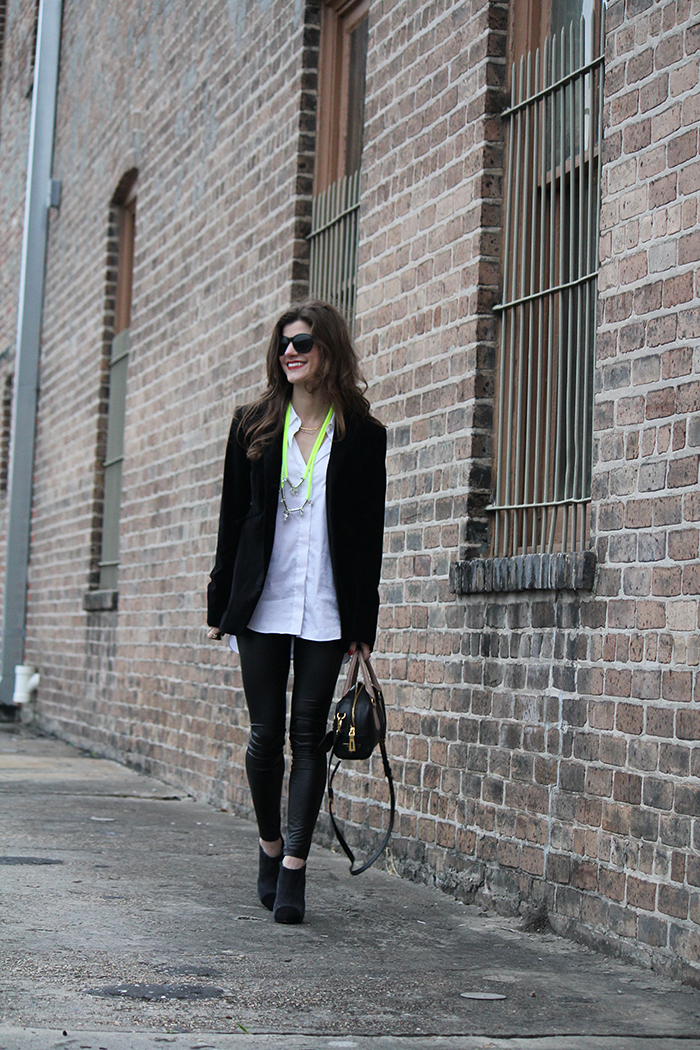 + Leather Skinnies and Blazer Combo via Brightontheday +