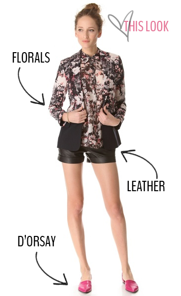 leather and floral casual look