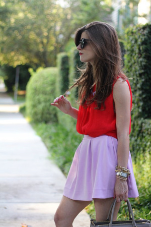 Lavender and Red Outfit