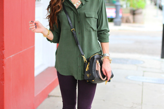 Jewel Tone Outfit Army Green and Plum Purple 