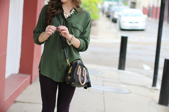 Jewel Tone Outfit Army Green and Plum Purple 