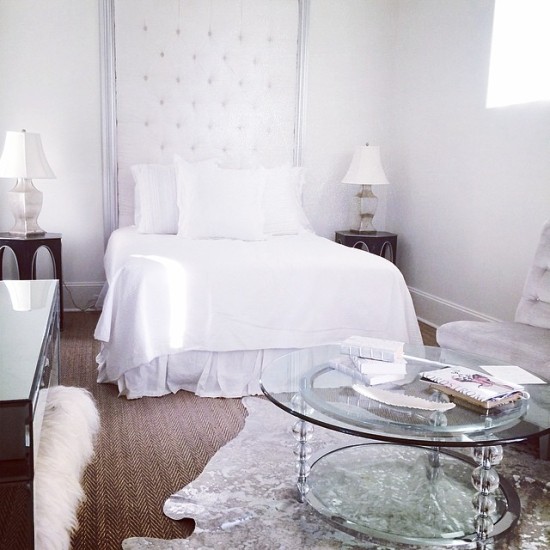 silver and white room