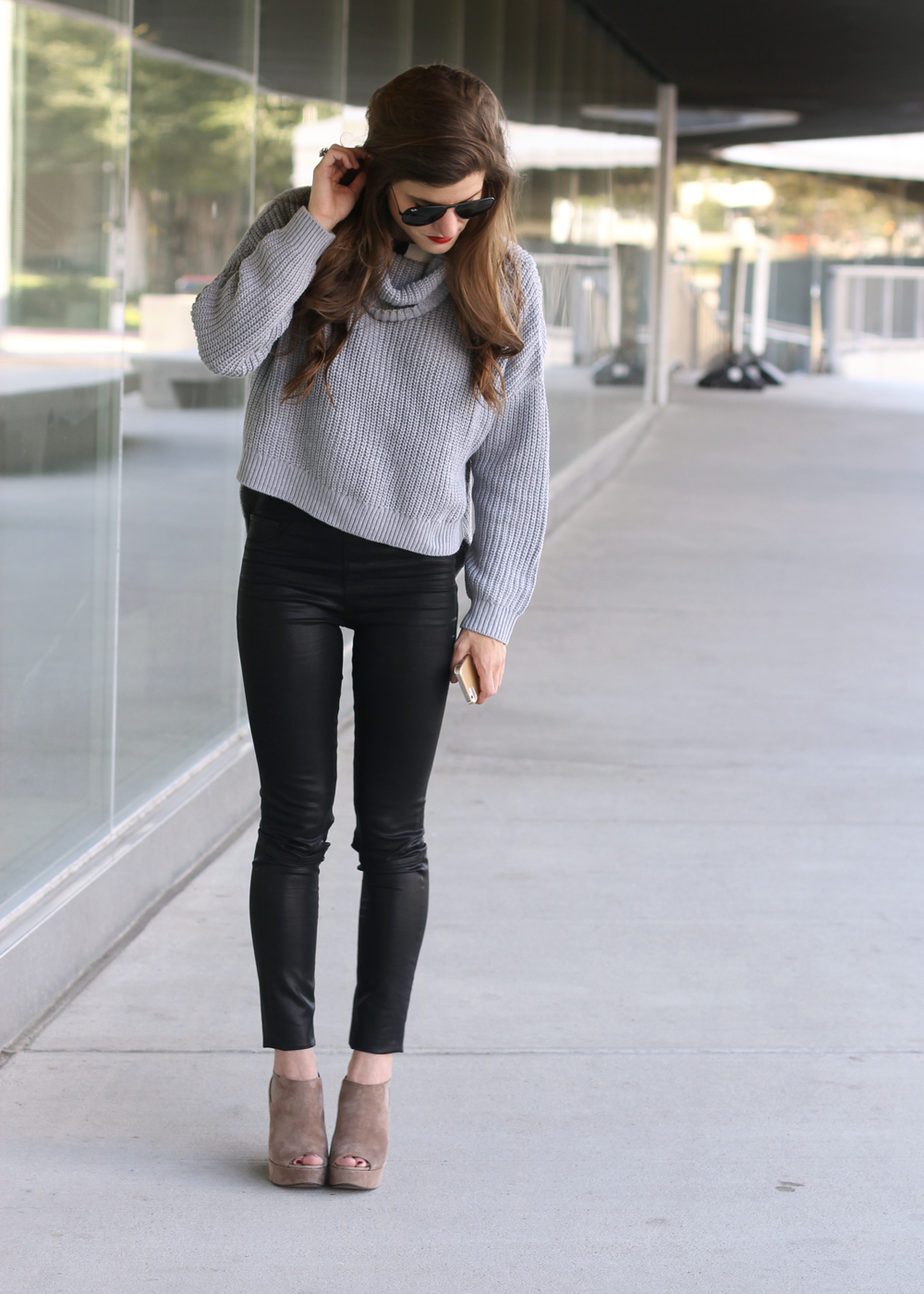 grey cropped sweater