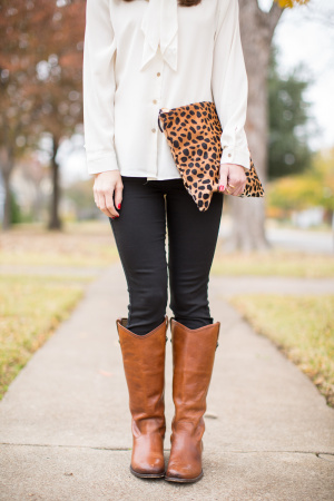 Tie Neck Blouse and Frye Boots • BrightonTheDay