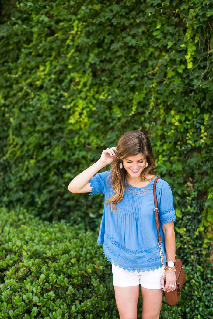 Embroidered Blue Swing Top
