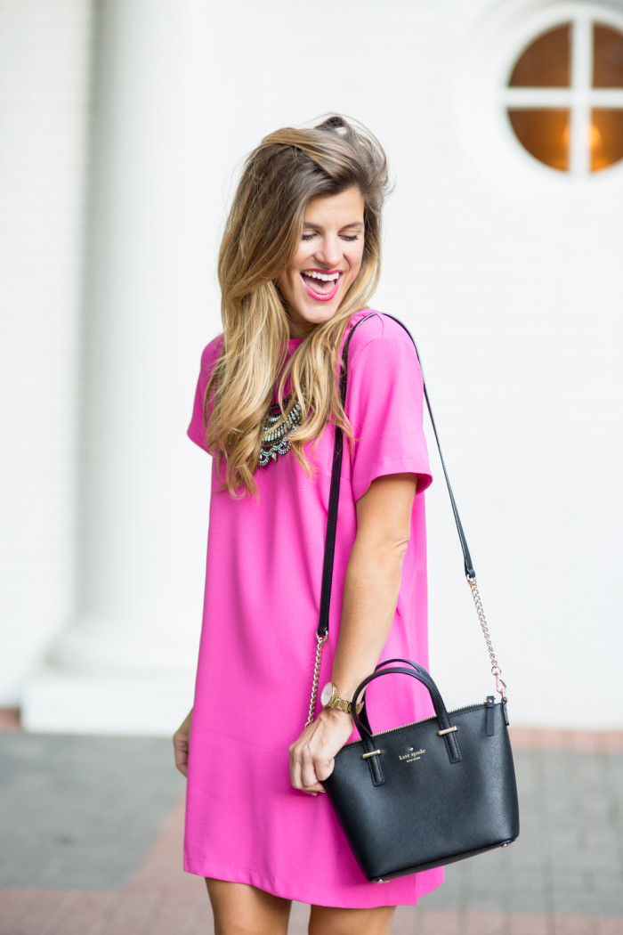 KATE SPADE HARMONY BAG, hot pink dress, brightontheday