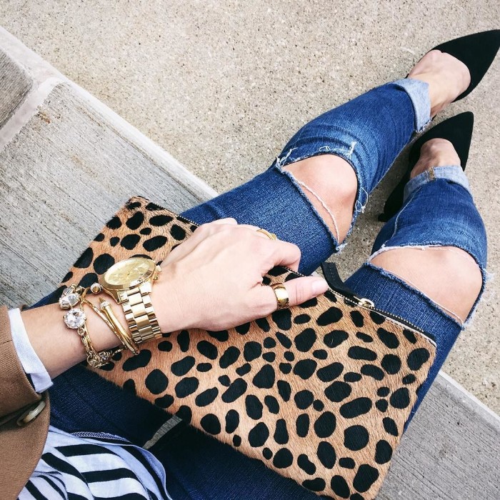 from above photo clare vivier leopard clutch