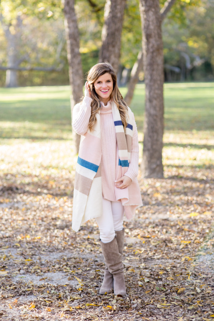 blush sweater with blanket scarf-27