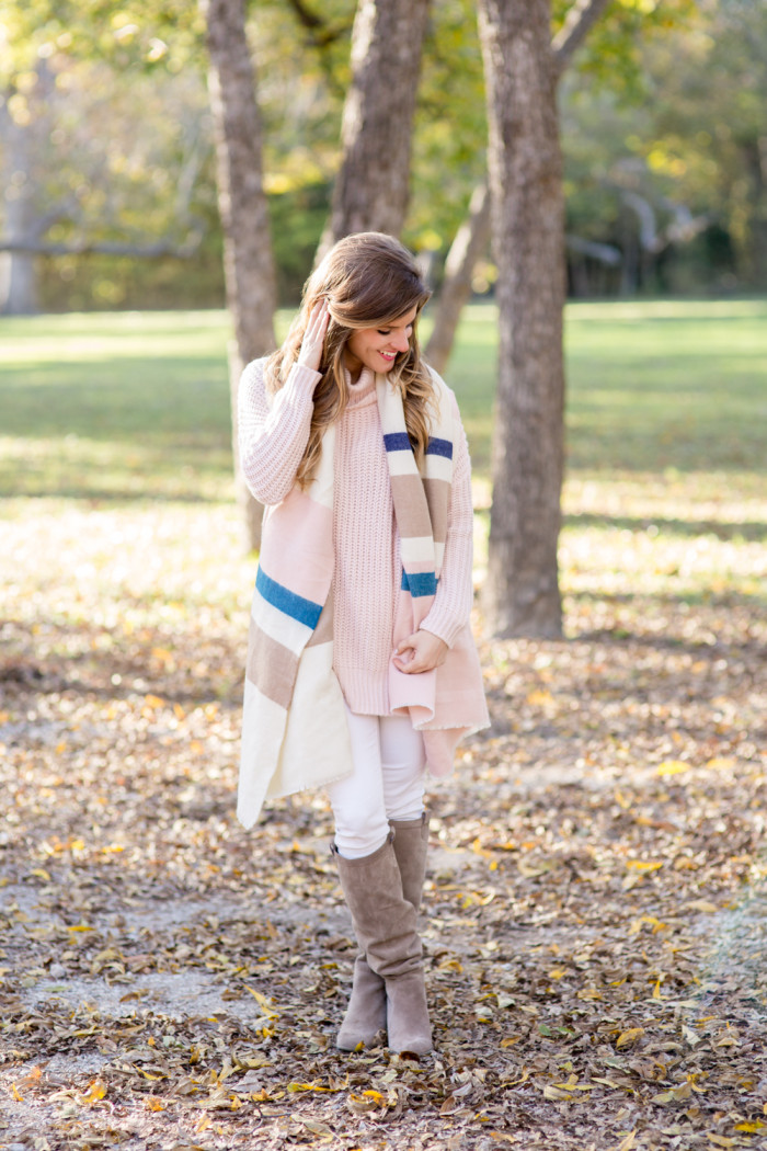 blush sweater with blanket scarf-28