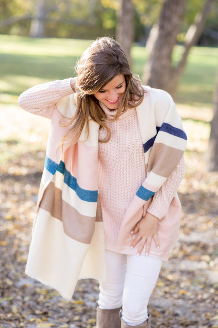blush sweater with blanket scarf-31
