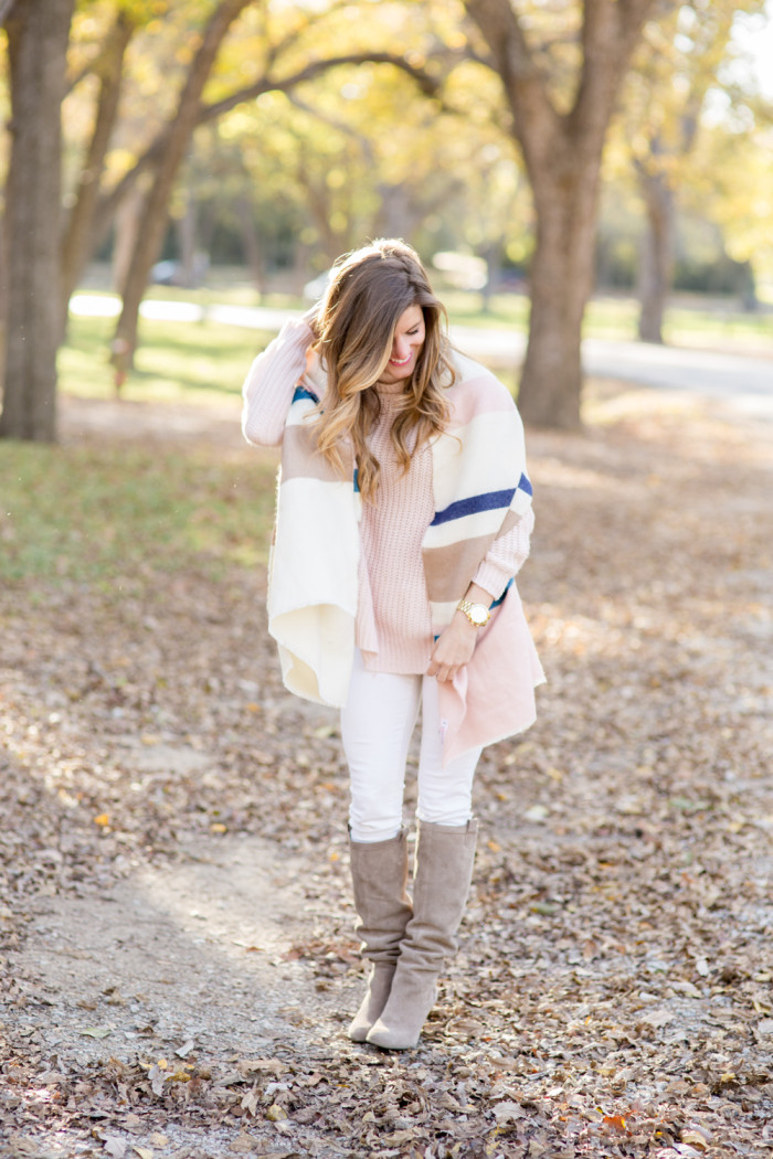 blush sweater with blanket scarf-37