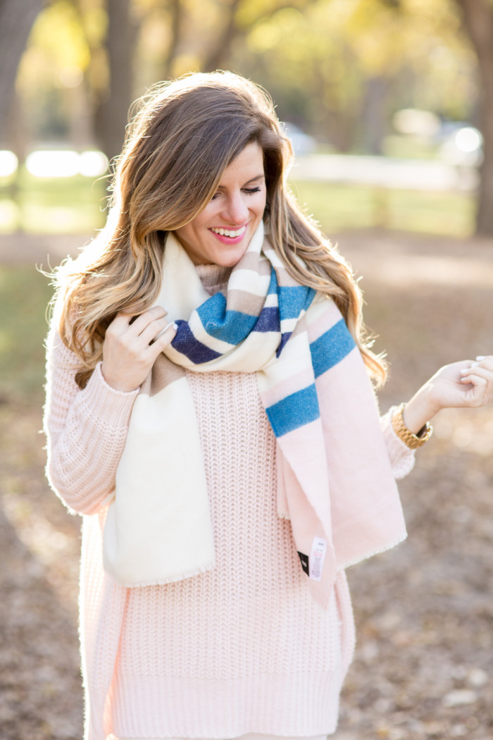 blush sweater with blanket scarf-38