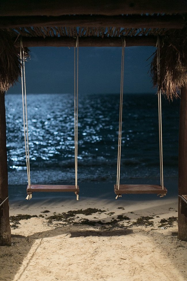azul hotels beach swings at night