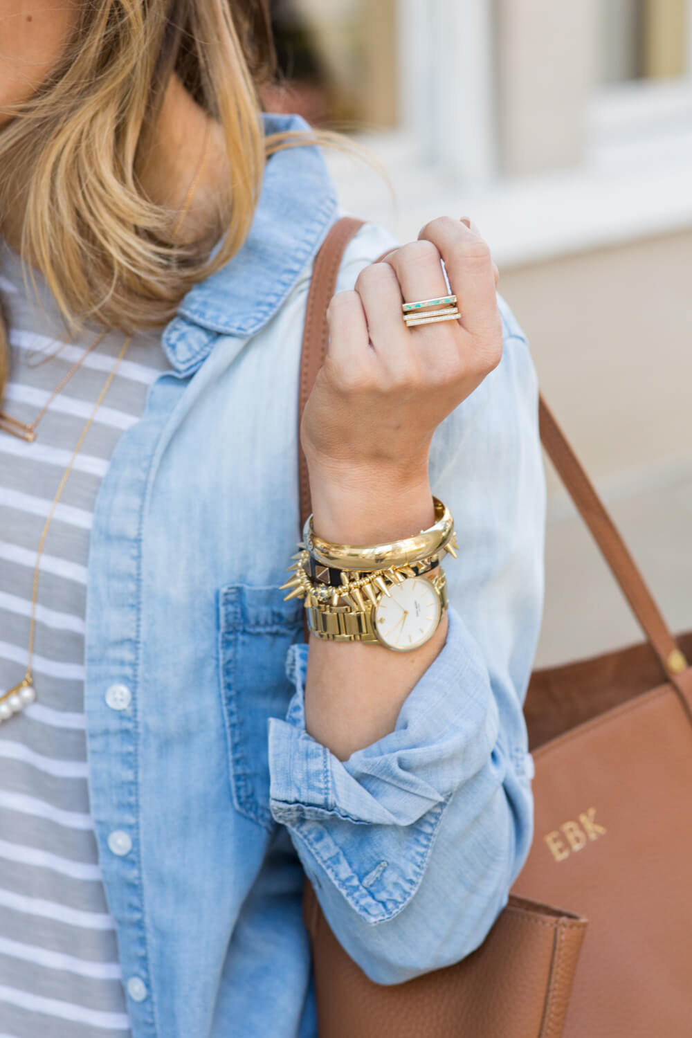 brightontheday close up accessories photo featuring kendra scott stacked rings and kate spade grammercy watch