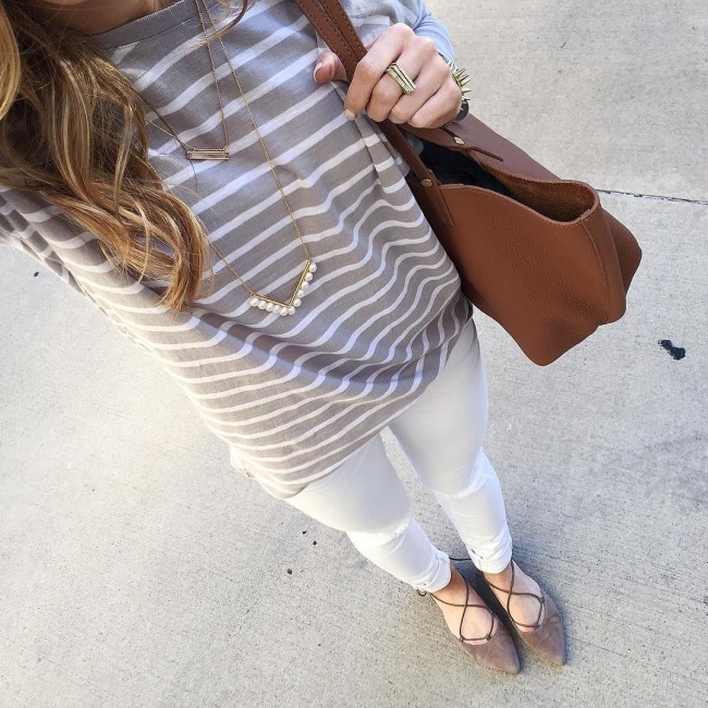 grey and white striped shirt on sale