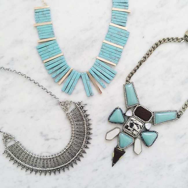 turquoise and gold statement necklaces under $100