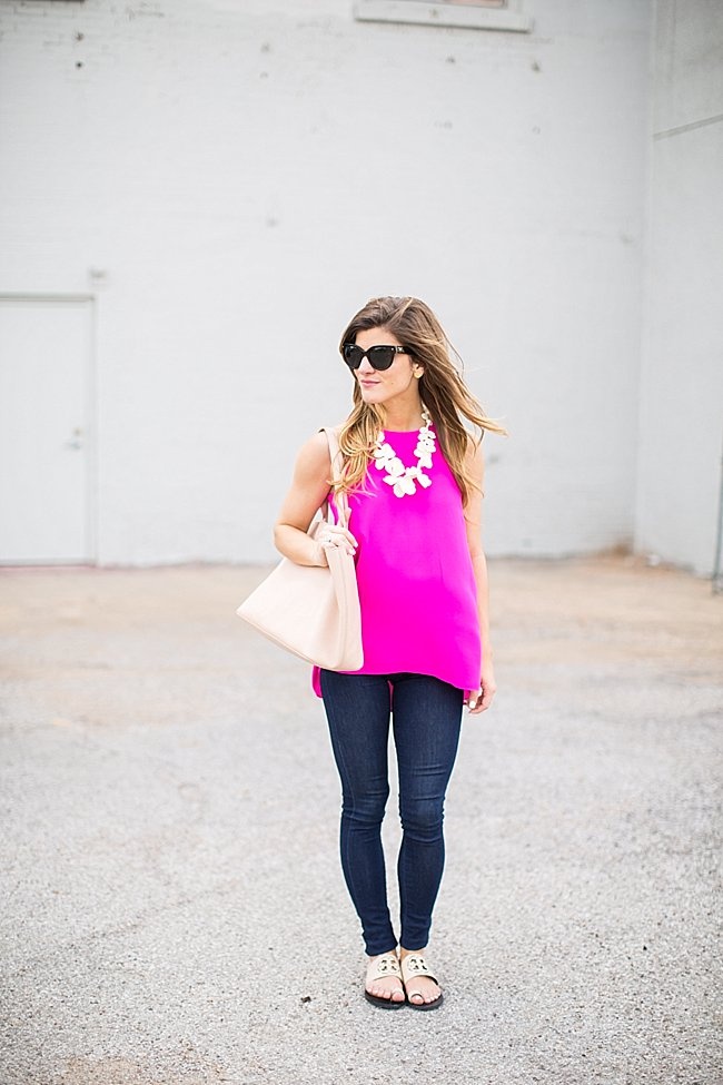Pink Tank Skinny Jeans and Statement Necklace-70