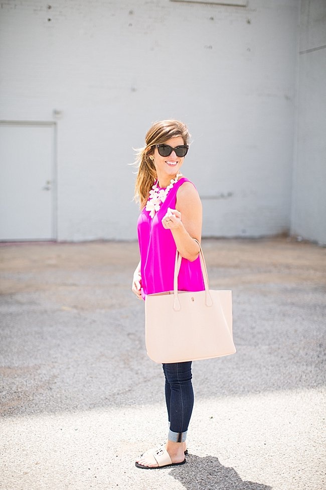 Pink Tank Skinny Jeans and Statement Necklace-83