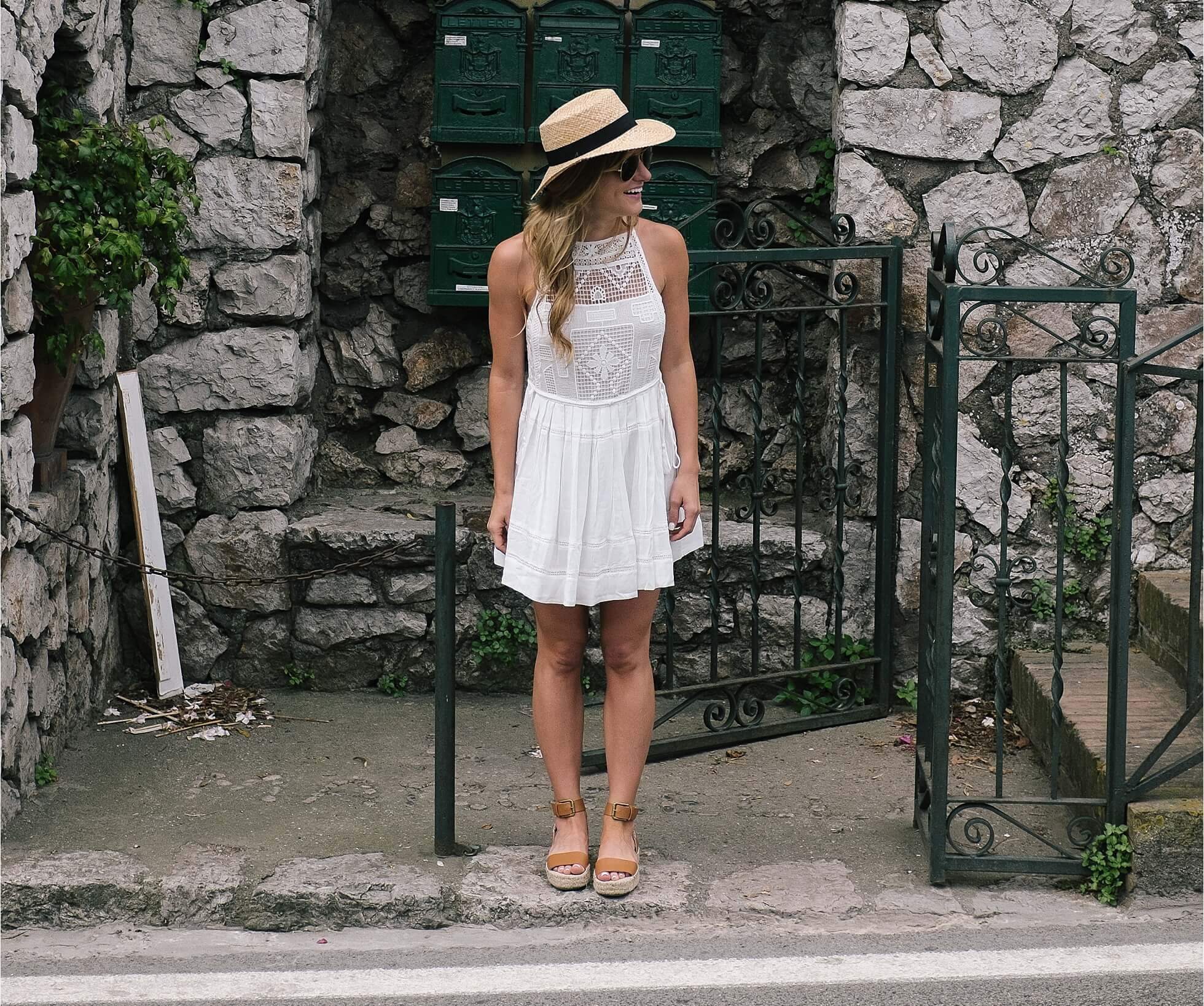 what to wear in italy in june simple little sundress and flats with a sunhat