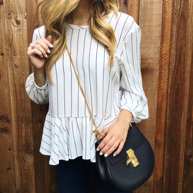 Nordstrom Anniversary Sale Find: Striped Peplum Top for $27 with Chloe Crossbody Bag