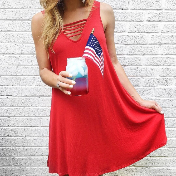 Brighton the day fourth of july ootd with red swing dress