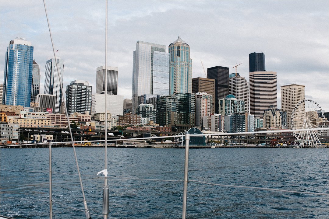 Seattle city shoreline from sailing
