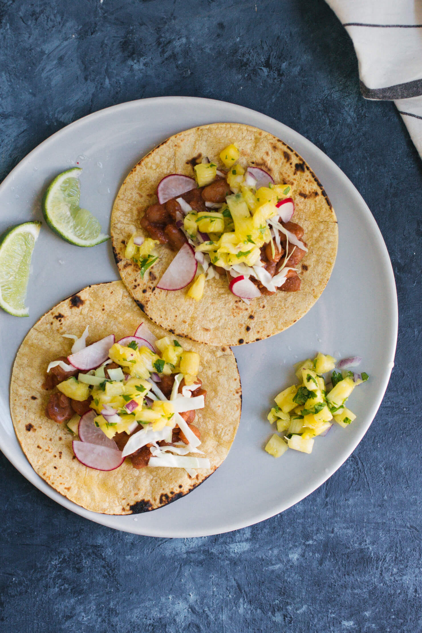 Vegetarian food options, healthy meals, BBQ Bean Tacos with Pineapple Salsa