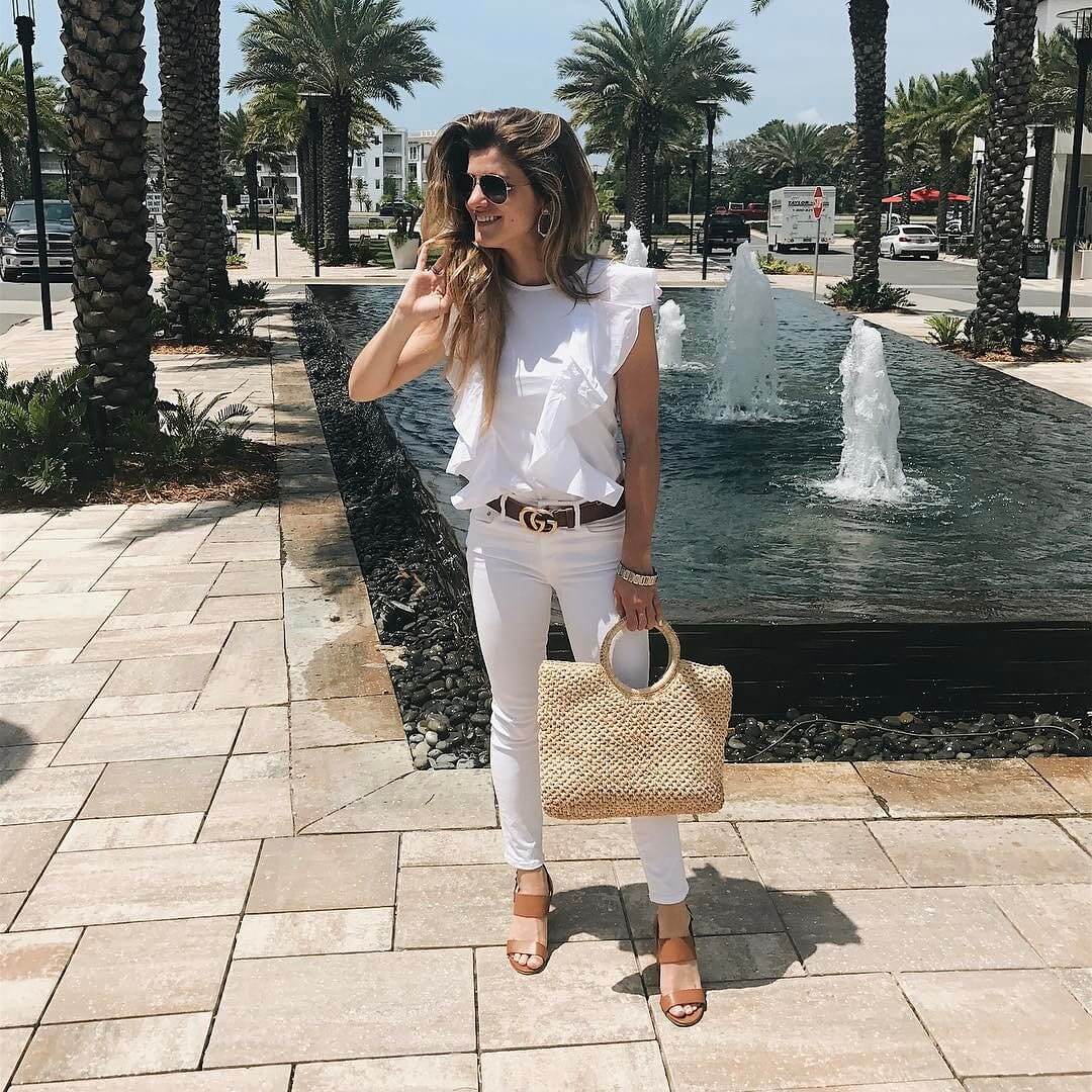 brighton the day at rosemary beach wearing all white outfit 