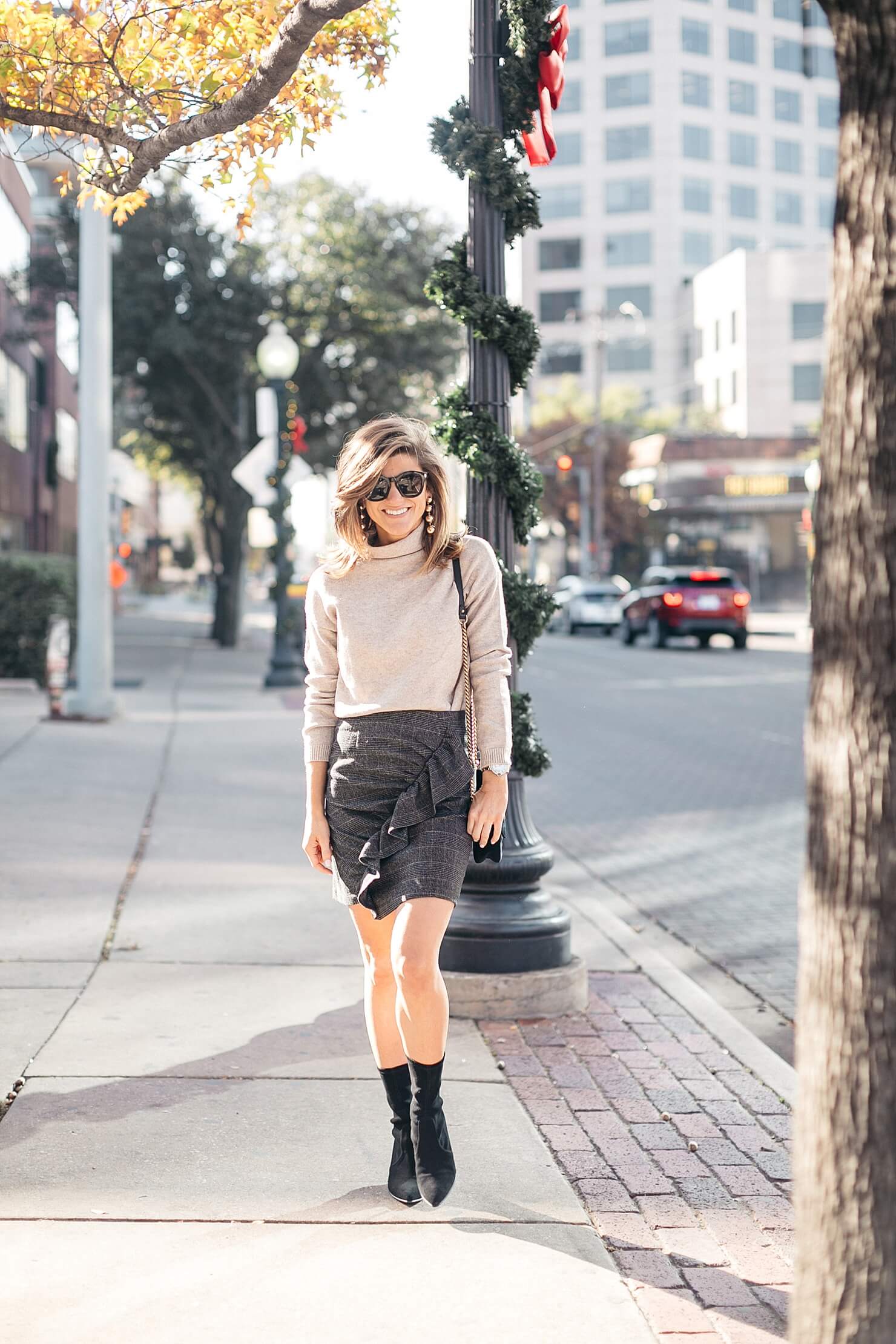 plaid skirt with cream sweater-2