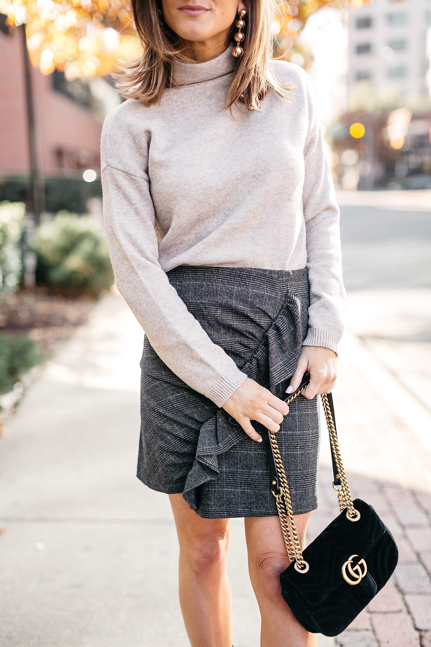 plaid skirt with cream sweater-36