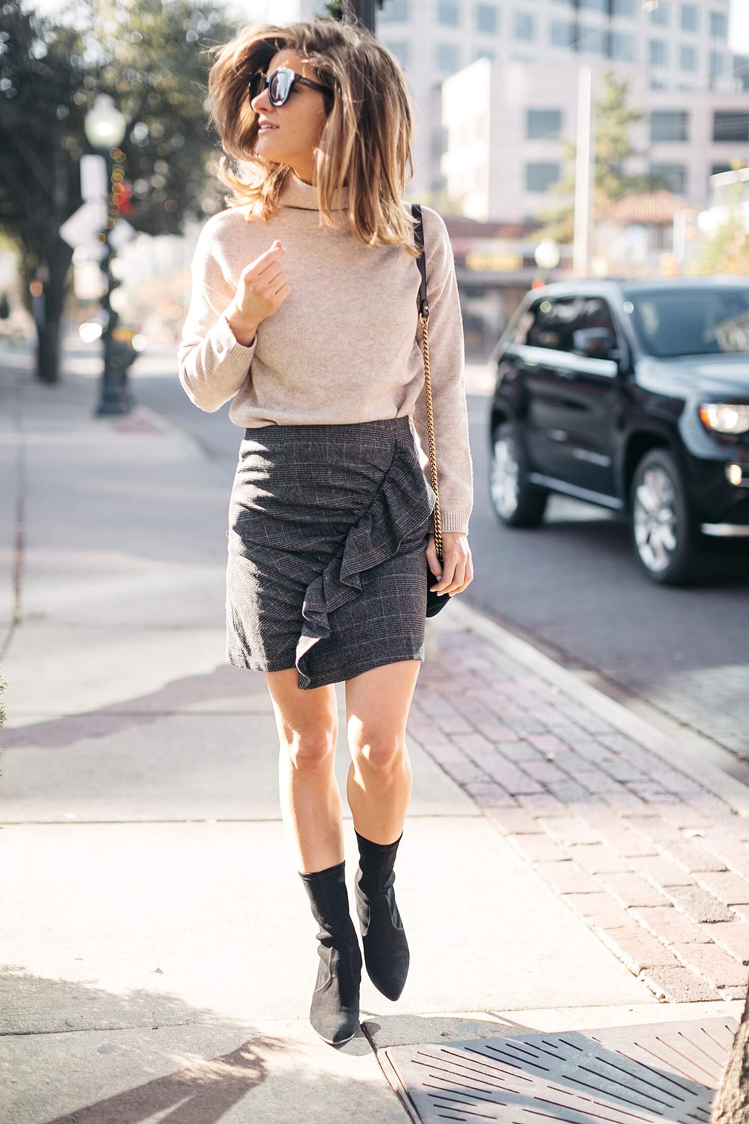 plaid skirt with cream sweater-9