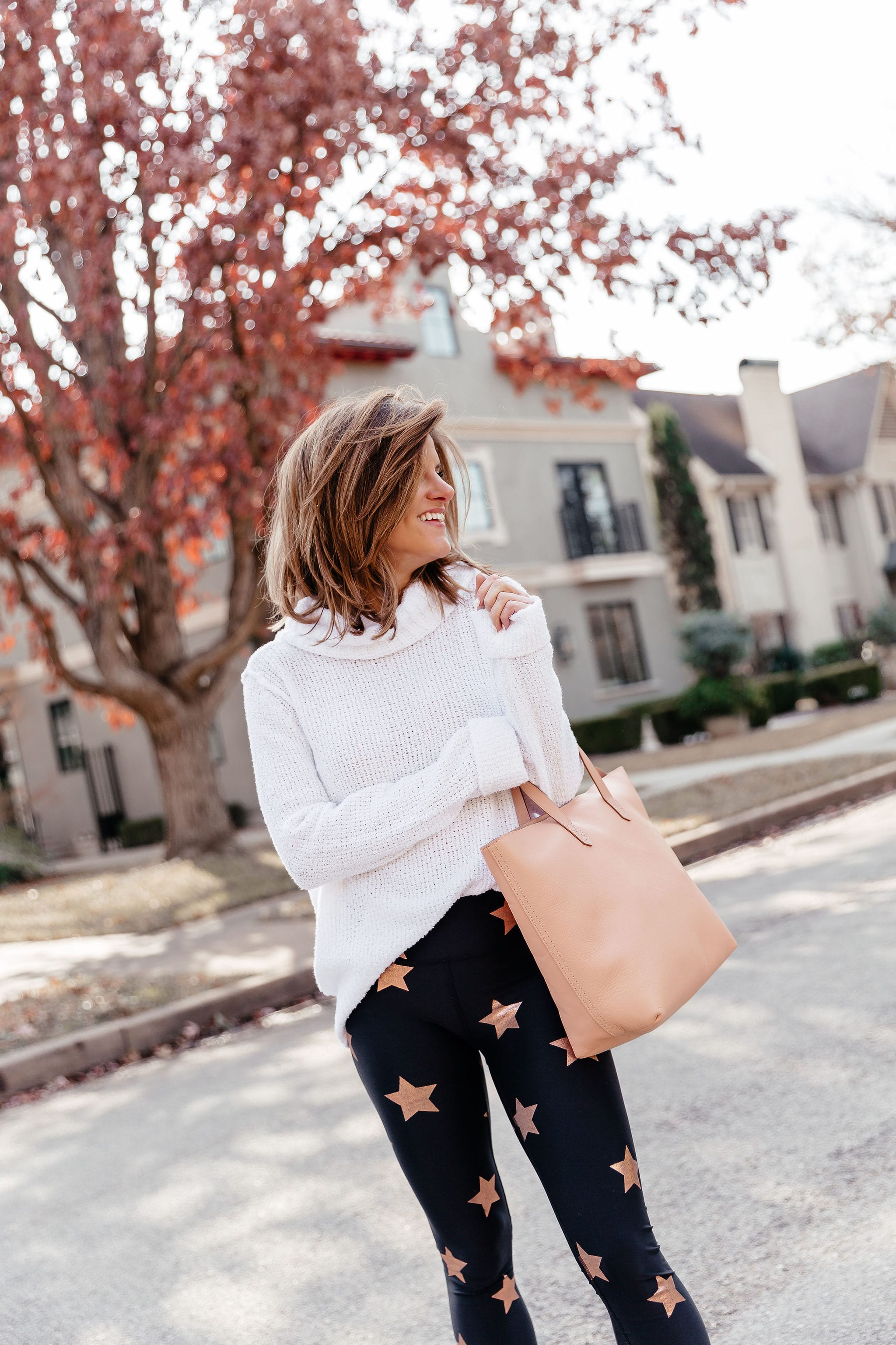 athleisure outfit blush pink bag 2