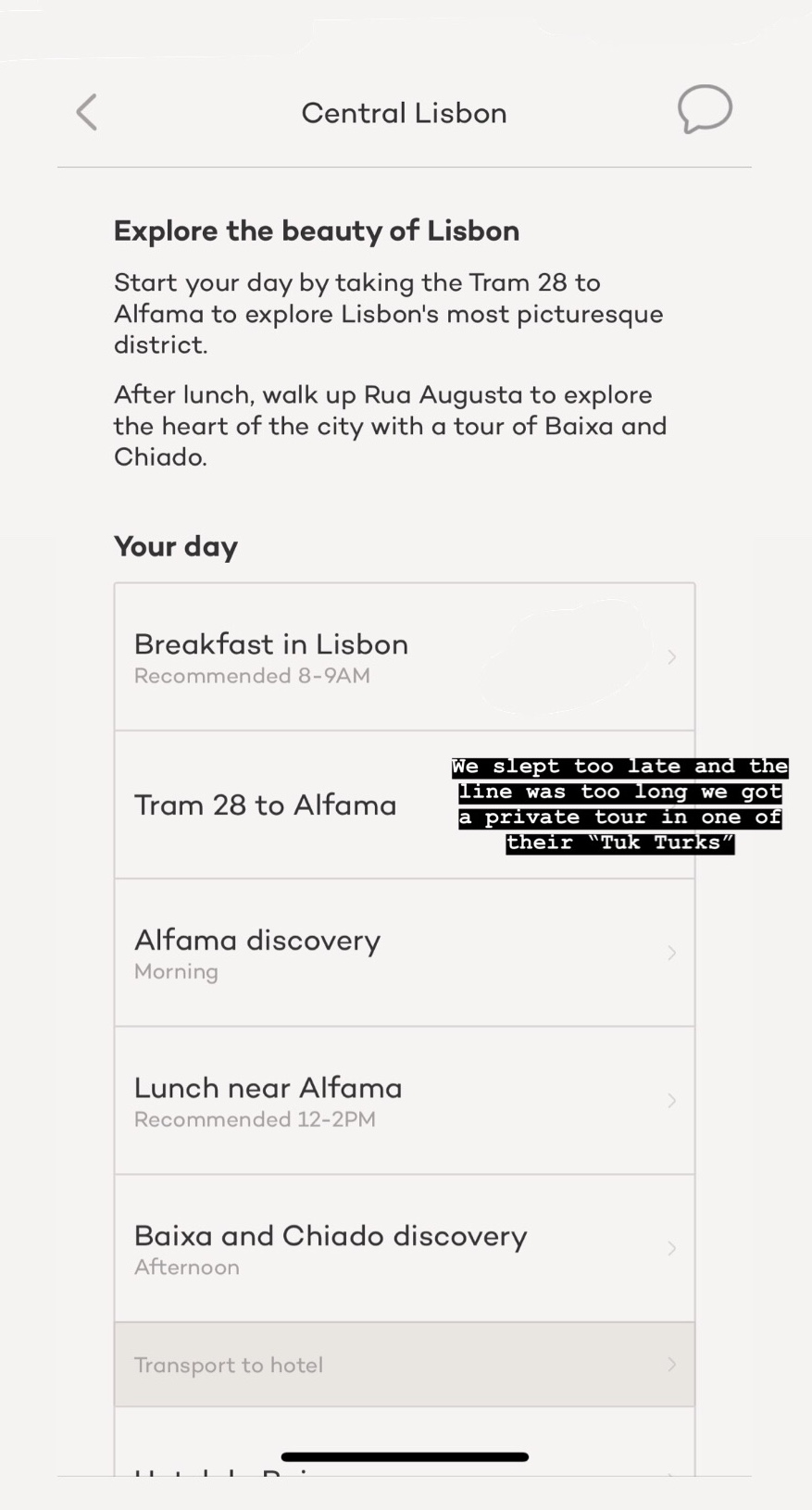 Day 2 Itinerary Lisbon via the Noken app