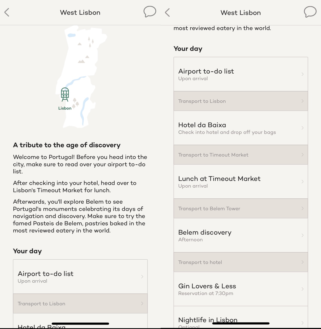 Noken travel service screenshot of inside the app