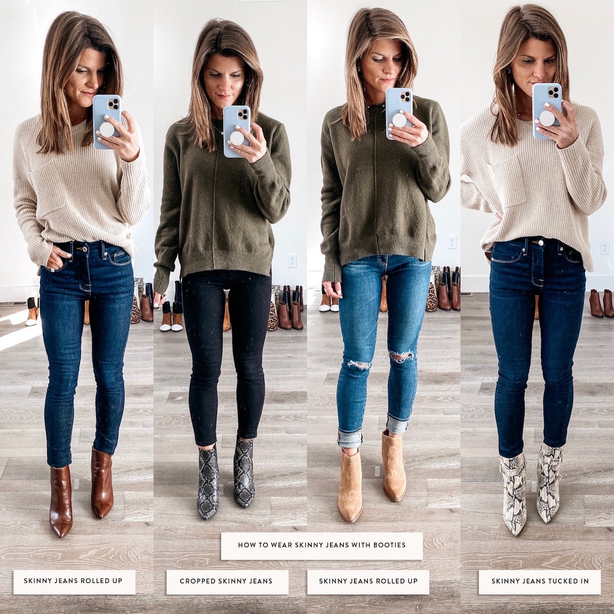 how to wear skinny jeans with booties