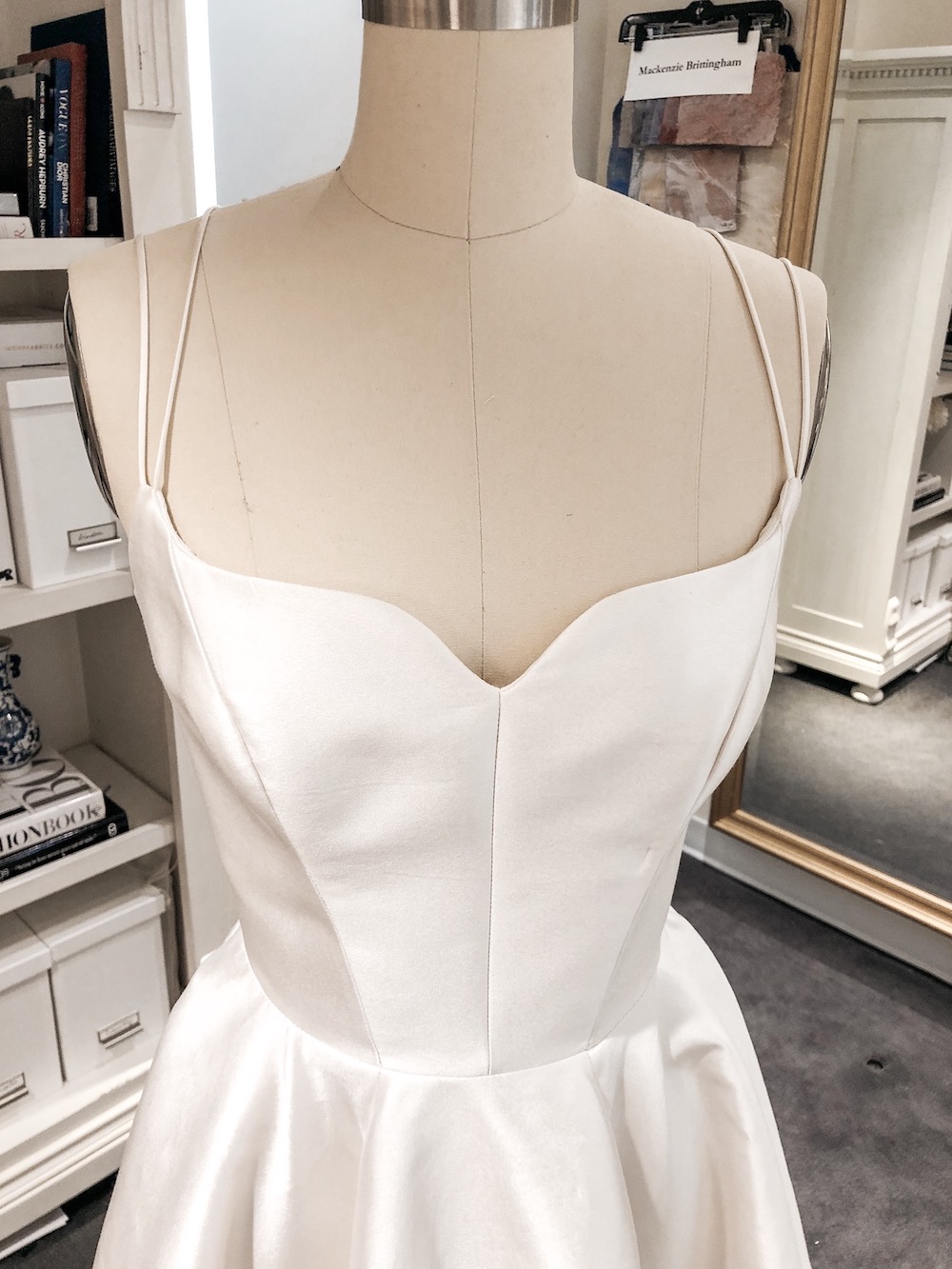 brighton keller reception dress design process mackenzie brittingham custom dress neckline inspiration