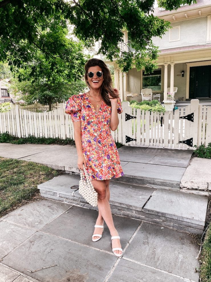 Brighton Butler date night summer outfit with dress heel sandals and bag