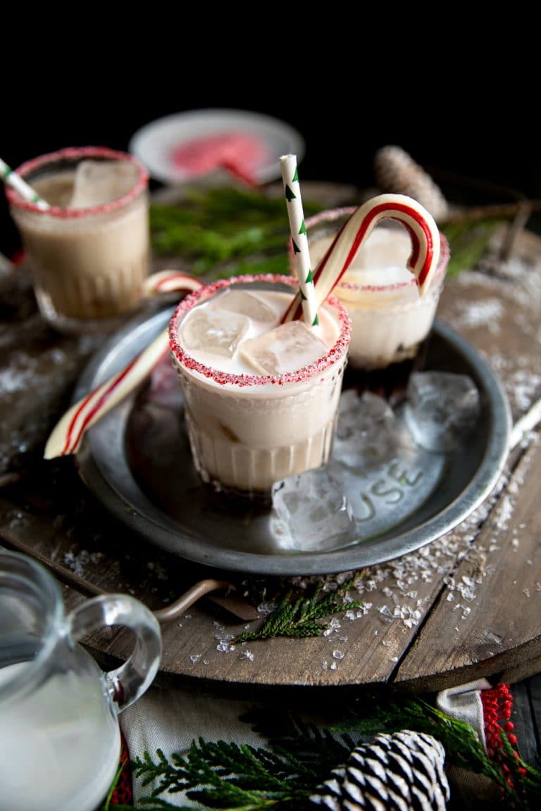 White Russian peppermint drink