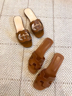 Hermès Oran Sandals Vs. Gucci GG Cut-Out Leather Slides • BrightonTheDay